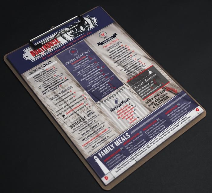 The Boathouse Seafood & Grill Restaurant in Kleinmond – Menu Graphic Design