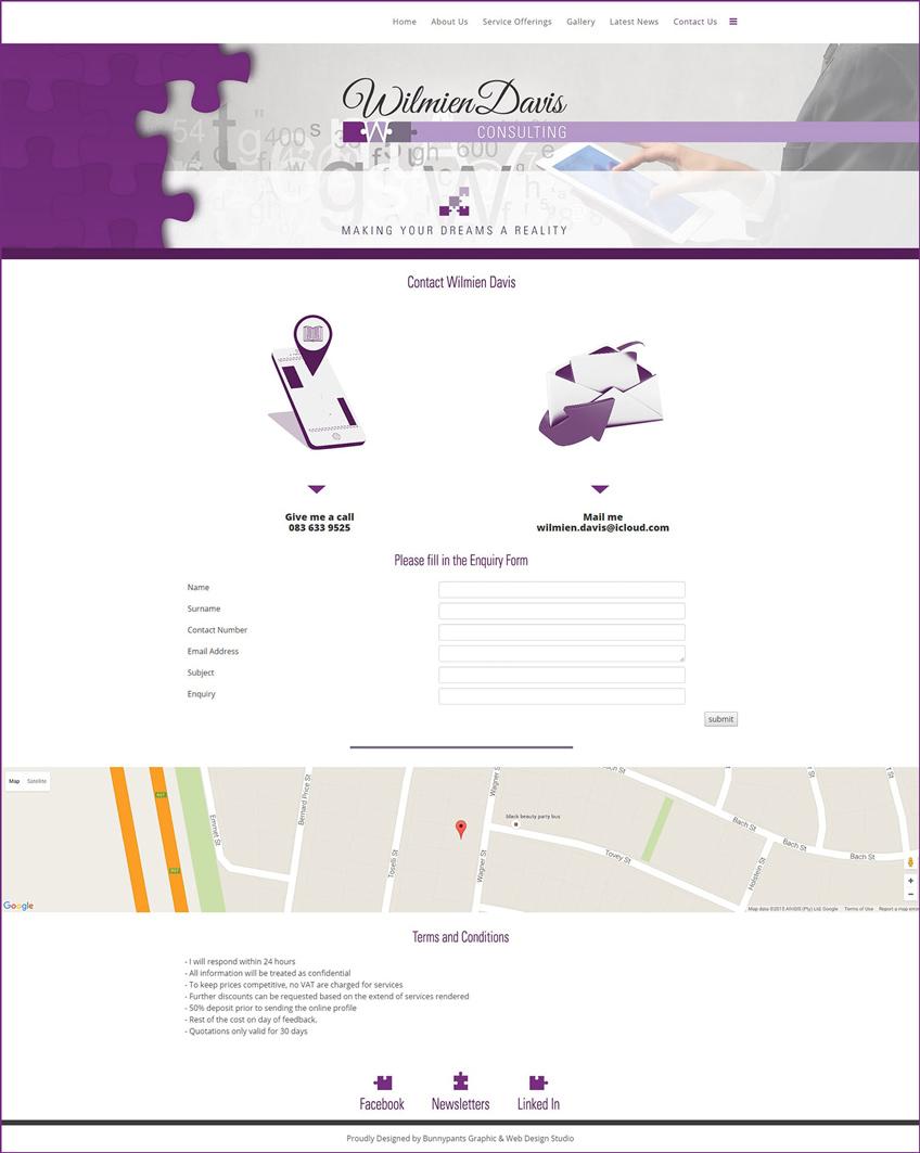 images portfolio Wilmien Davis Wilmien Davis Contact page min business card design vaal triangle