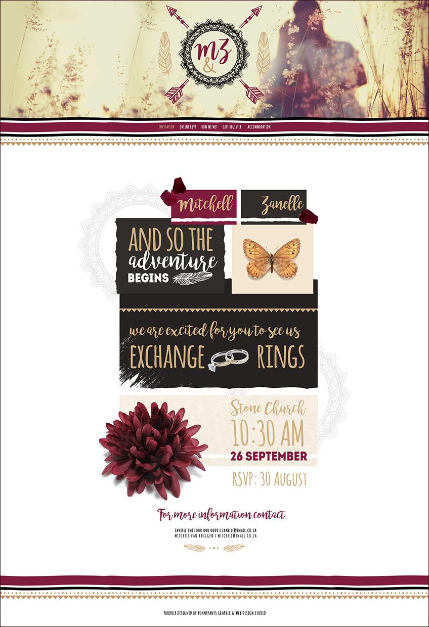 Wedding website Template modern boho