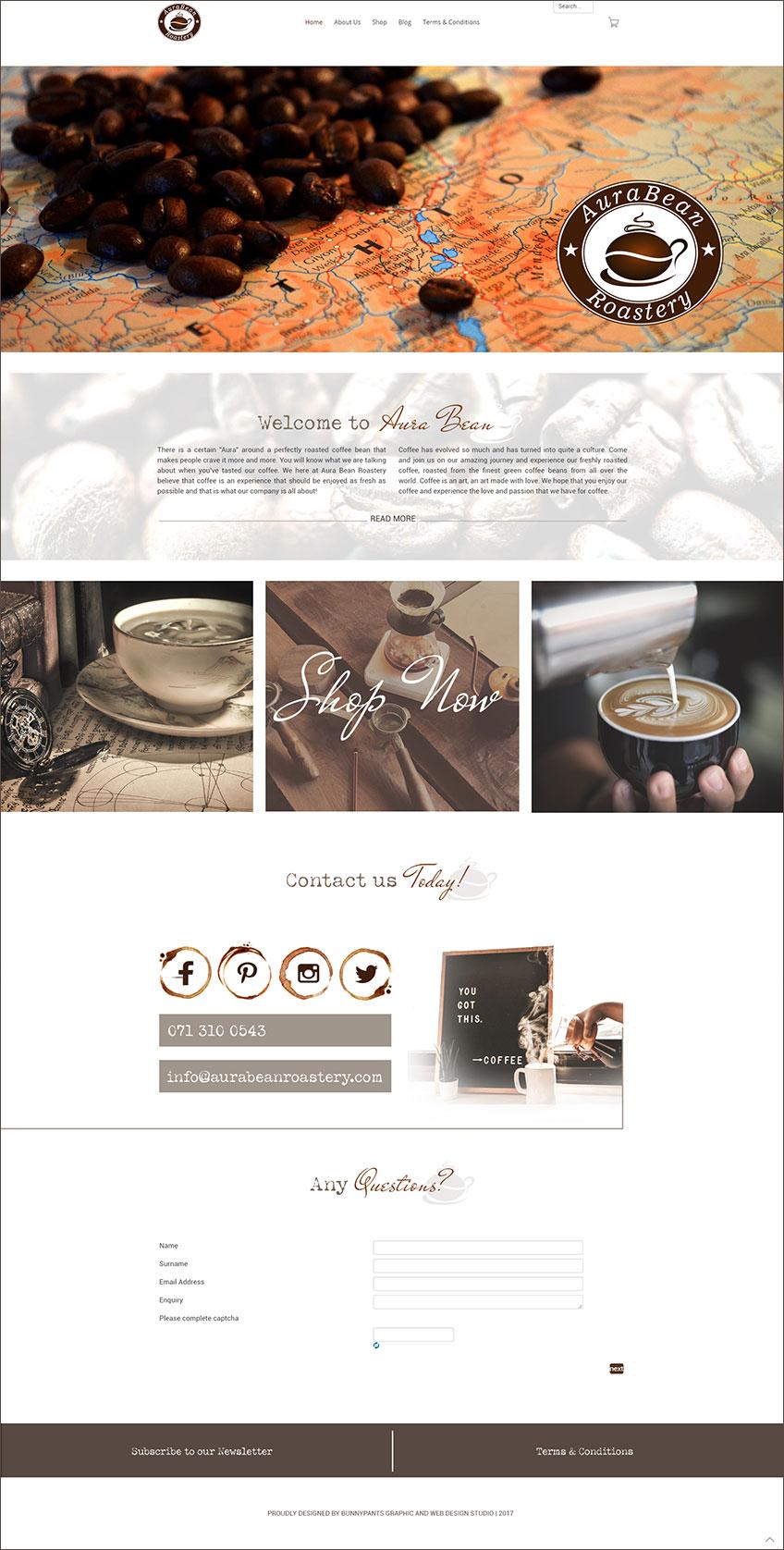 aurabean roastery web design home