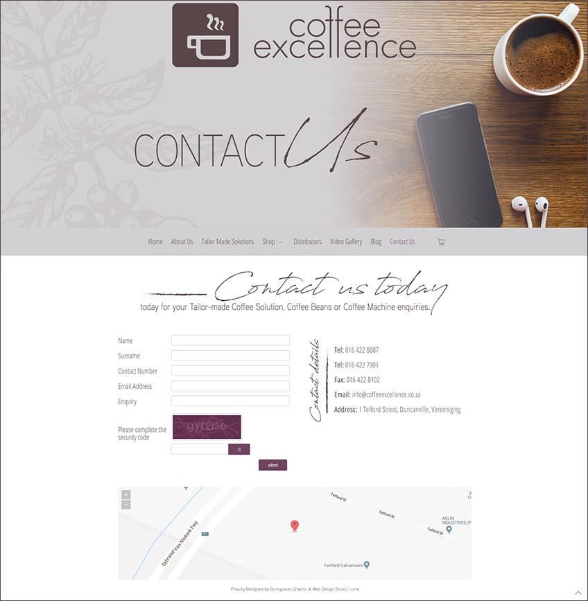 coffee excellence web design contact