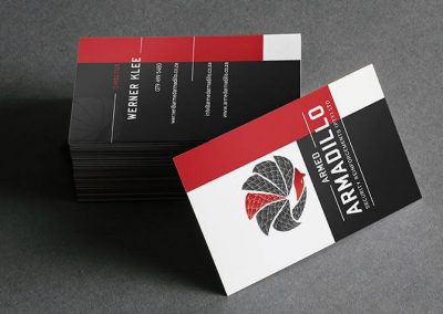 armed armadillo business card design