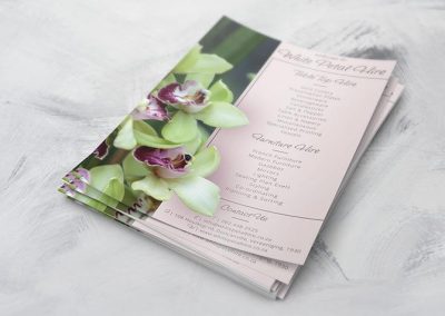 white petal hire leaflet design