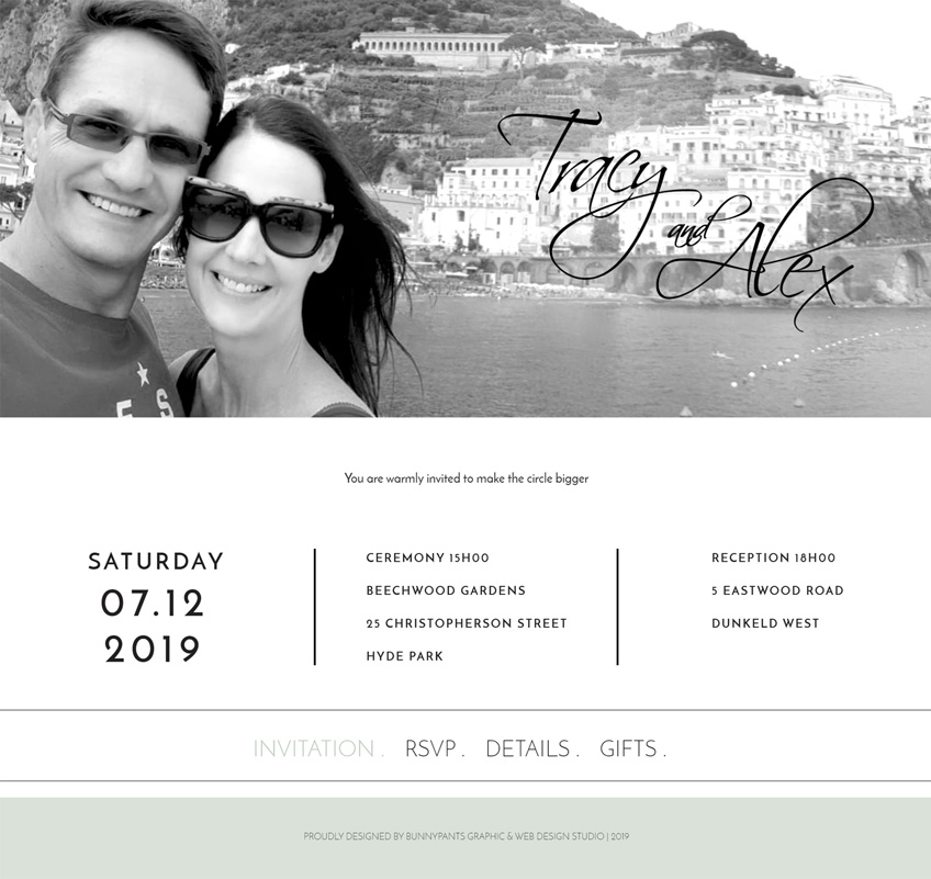 images portfolio alex tracy wedding invitation website Alex and Tracy - Invitation Website Design