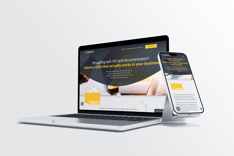 Laptop and mobile mockup showing the PlanBee website