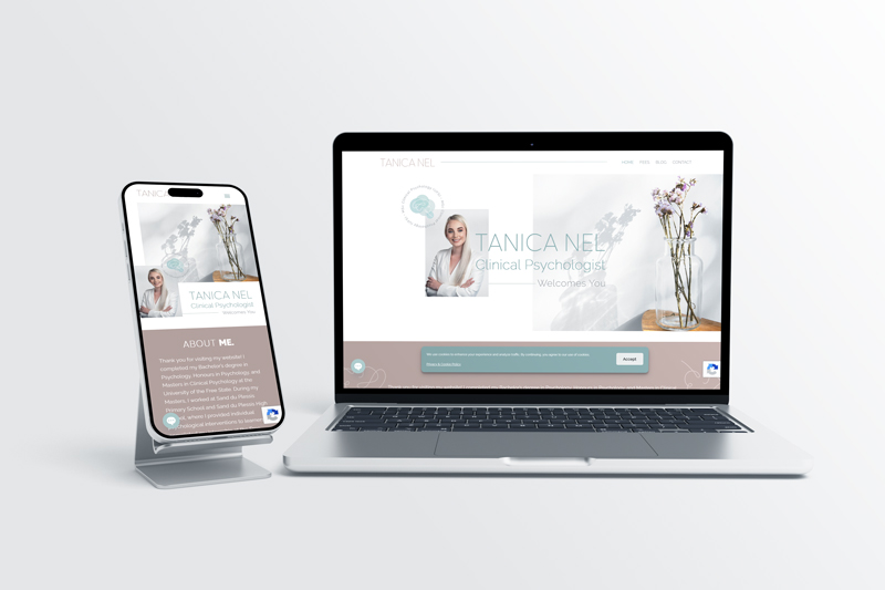 Laptop and mobile mockup showing the Tanica Nel website
