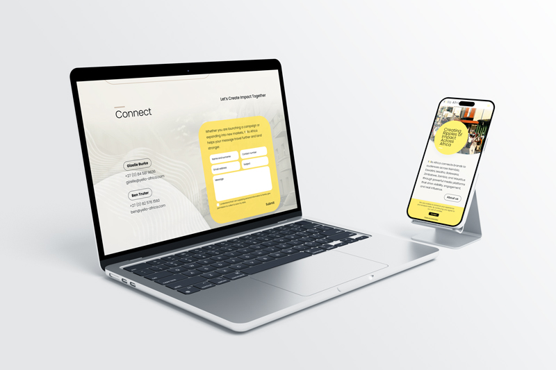 Laptop and mobile mockup showing the Yēllo Africa website